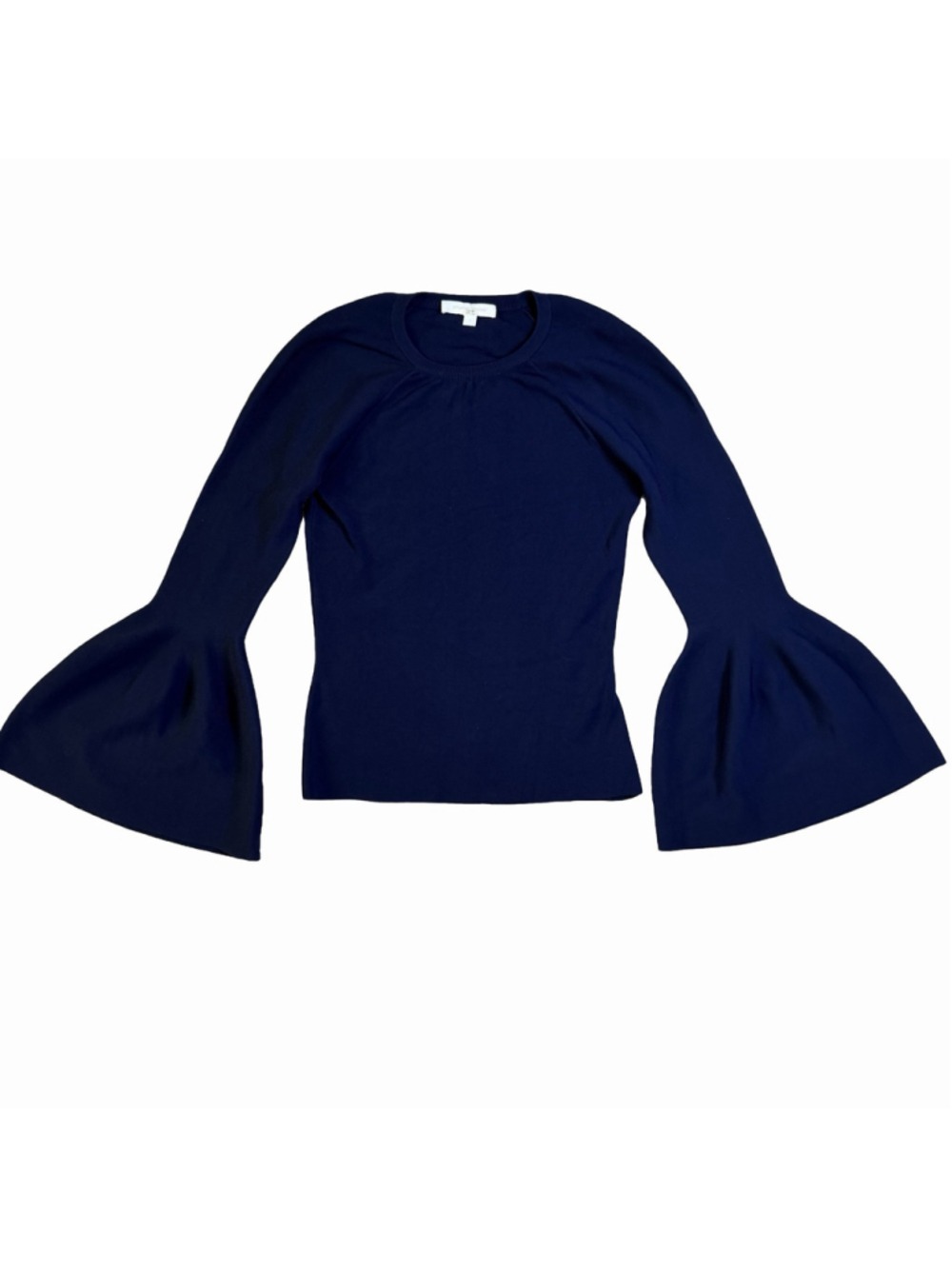 Jonathan Simkhai Signature Flared Bell Sleeve Knit Sweater In Navy Blue Sz Small - Picture 3 of 8